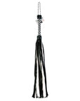 Suede & Fluff Flogger with Checker Handle White/Black