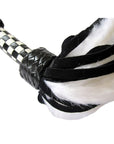 Suede & Fluff Flogger with Checker Handle White/Black