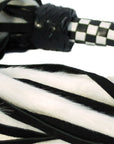 Suede & Fluff Flogger with Checker Handle White/Black