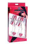 Heart Padlock Nipple Clamps - Red