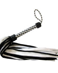 Suede & Fluff Flogger with Checker Handle White/Black