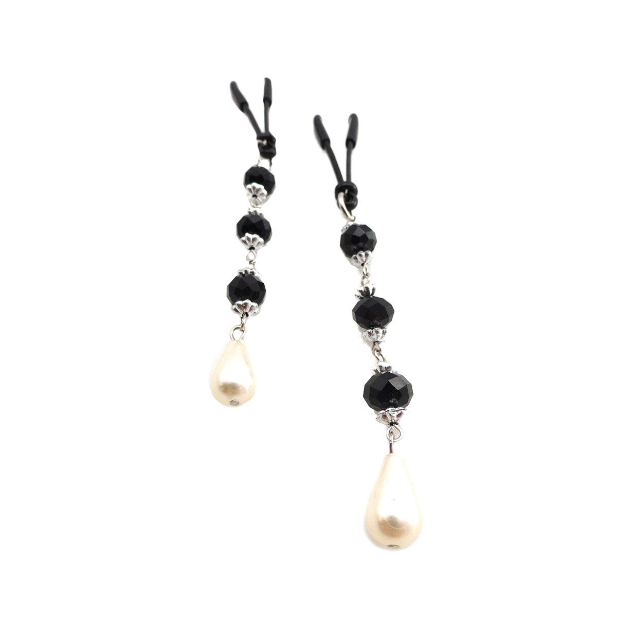 Bijoux de Nip Pearl Black Beaded Nipple Clamps