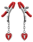 Heart Padlock Nipple Clamps - Red