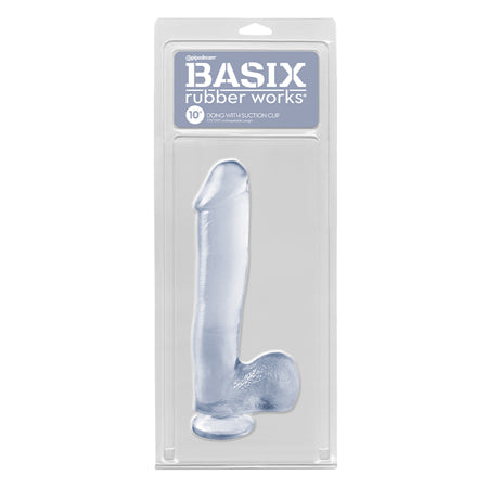 Basix Rubber Works 10 in. Dong With Balls & Suction Cup Clear