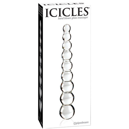 Icicles No. 2 Beaded 8.5 in. Glass Dildo Clear