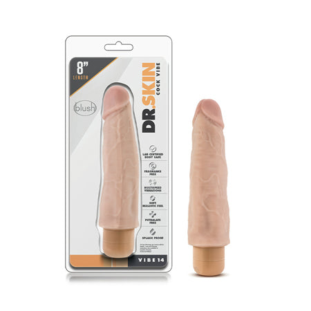 Dr. Skin Vibe 14 Realistic 8 in. Vibrating Dildo Beige