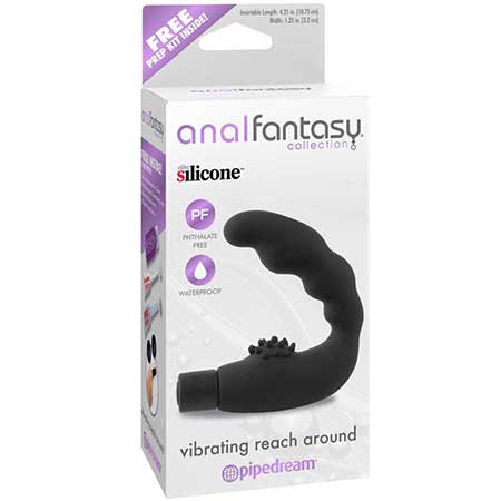 Anal Fantasy Collection Silicone Vibrating Reach Around Prostate Massager Black