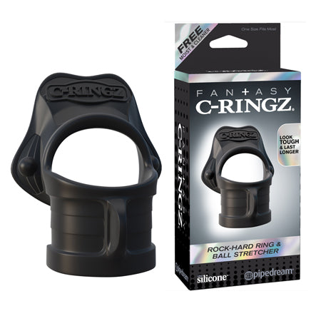 Fantasy C-Ringz Rock-Hard Ring & Ball Stretcher Silicone Sling Black