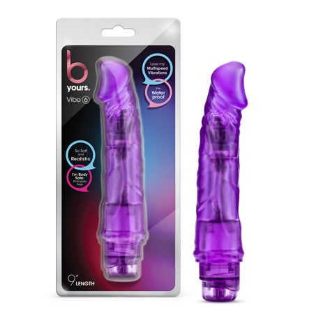 B Yours Vibe 6 Realistic 9.25 in. Vibrating Dildo Purple