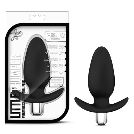 Luxe Little Thumper Vibrating Silicone Anal Plug Black