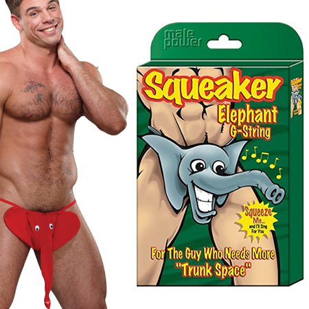 Male Power Squeaker Elephant G-String Red O/S