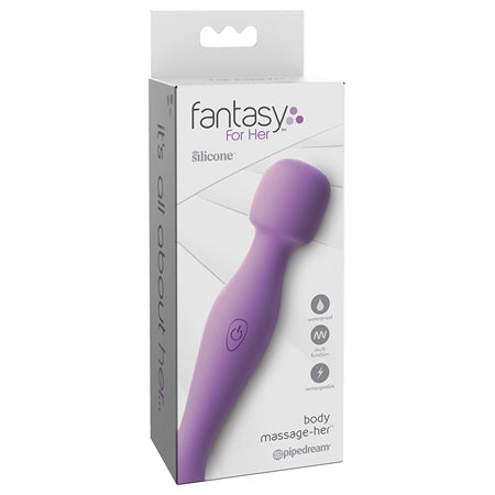 Fantasy For Her Body Massage-Her Rechargeable Silicone Wand Vibrator Purple