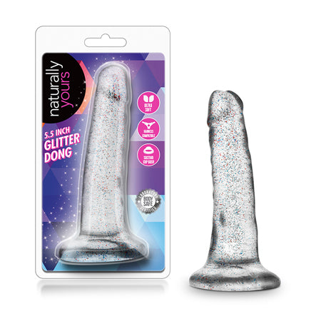 Naturally Yours 5.5 in. Glitter Dong Realistic Dildo Sparkling Clear