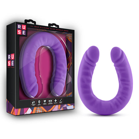 Ruse Realistic 18 in. Silicone Slim Double Dong Dual Ended Dildo Purple