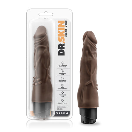 Dr. Skin Vibe 4 Realistic 8 in. Vibrating Dildo Brown