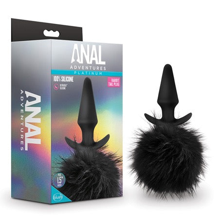 Anal Adventures Platinum Silicone Rabbit Tail Plug Black