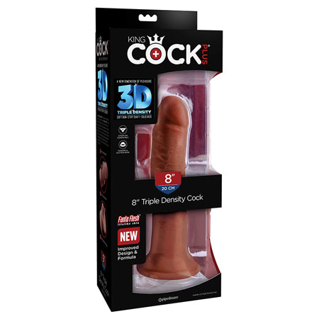 King Cock Plus 8 in. Triple Density Cock Realistic Dildo With Suction Cup Brown