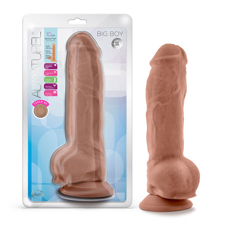 Au Naturel Big Boy 10 in. Posable Dual Density Dildo with Balls Tan