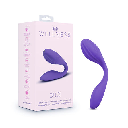 Wellness Duo Rechargeable Silicone Wearable Couples Dual Stimulation Vibrator Purple