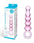 Glas 7.5 in. Quintessence Beaded Anal Slider Glass Dildo with Ring Handle