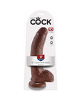 King Cock 9 in. Cock With Balls Realistic Suction Cup Dildo Brown