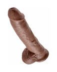 King Cock 10 in. Cock With Balls Realistic Suction Cup Dildo Brown