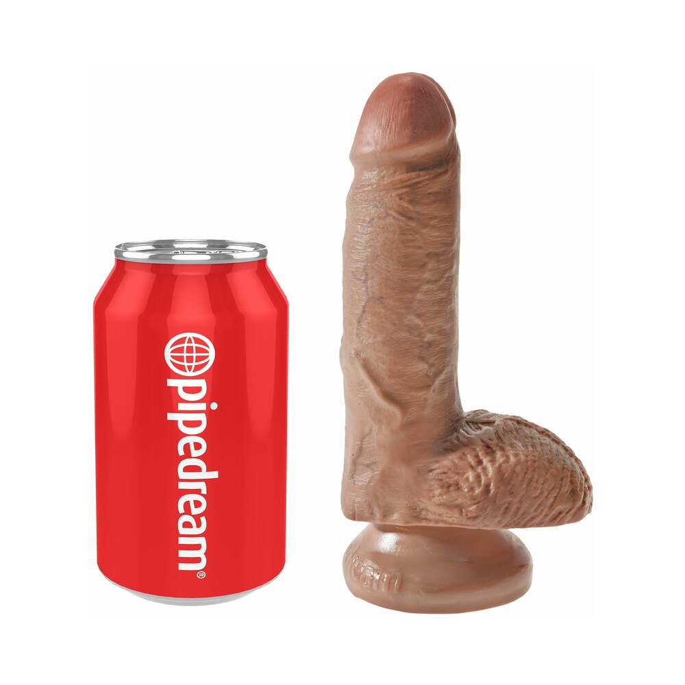 King Cock 7 in. Cock With Balls Realistic Suction Cup Dildo Tan