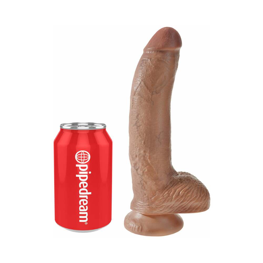 King Cock 9 in. Cock With Balls Realistic Suction Cup Dildo Tan