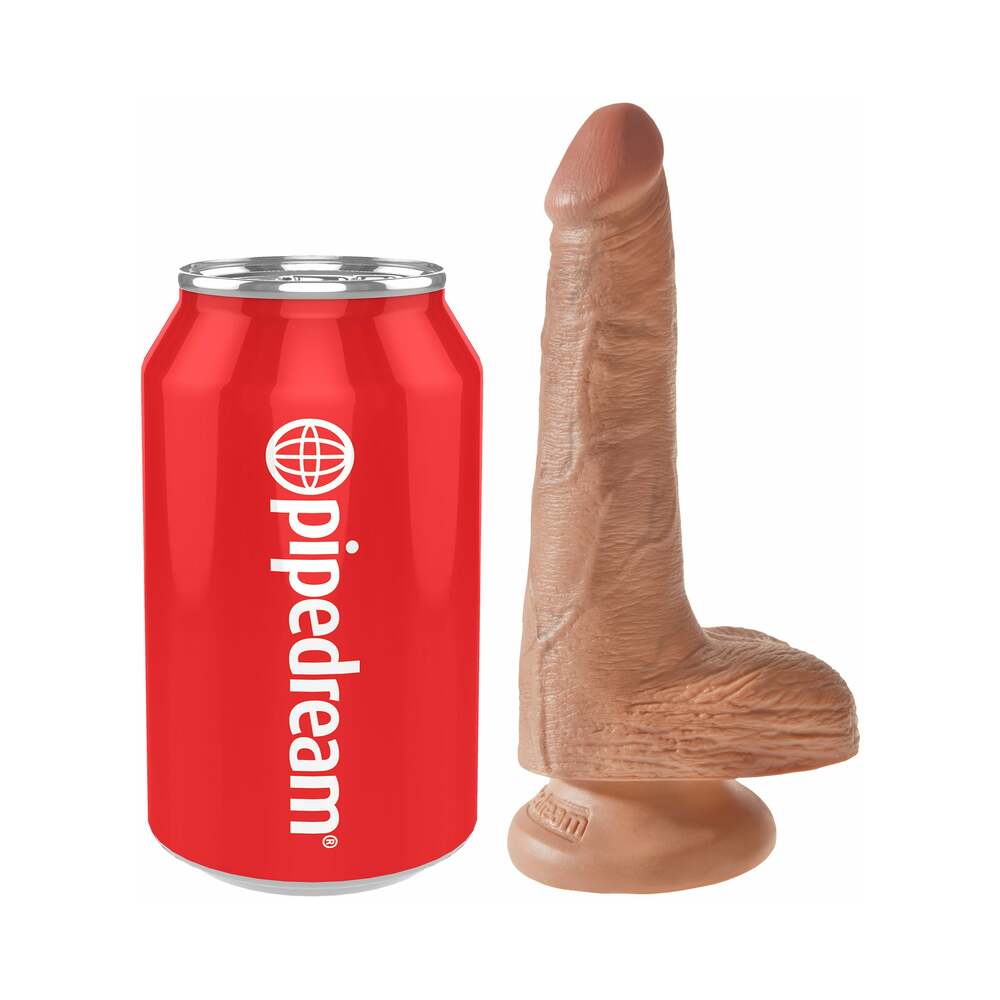 King Cock 6 in. Cock With Balls Realistic Suction Cup Dildo Tan