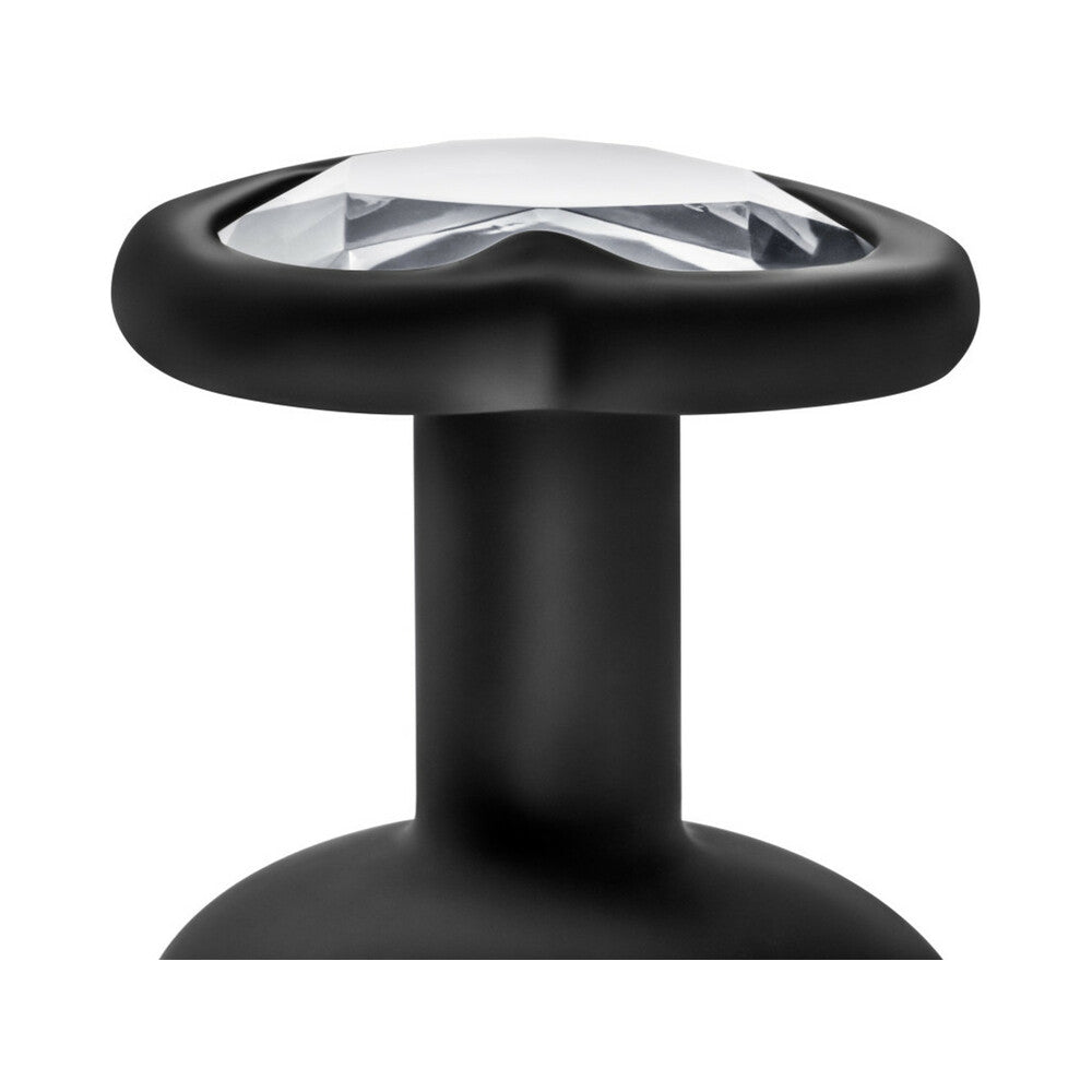 Temptasia Bling Anal Plug with Heart-Shaped Gem Base Small Black