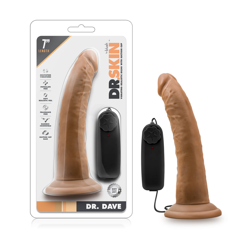 Dr. Skin Dr. Dave Realistic 7 in. Vibrating Dildo Tan