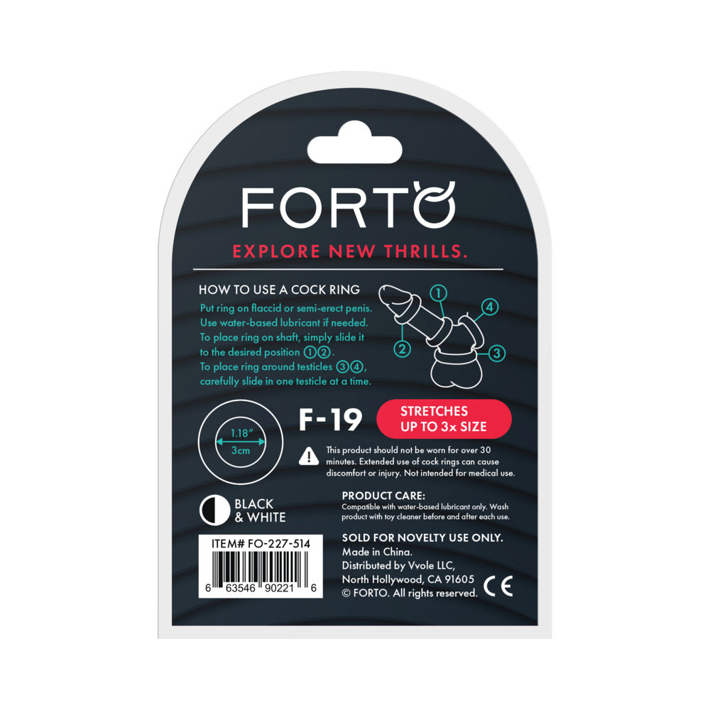 Forto F-19 Liquid Silicone 2-Tone Cockring Black/White