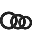Forto F-61 3-Piece Silicone Cockring Set Black
