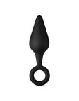 Forto F-10 Silicone Anal Plug with Pull Ring Medium Black