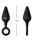 Forto F-10 Silicone Anal Plug with Pull Ring Medium Black