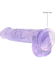 RealRock Crystal Clear Realistic 6 in. Dildo With Balls and Suction Cup Purple
