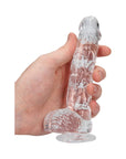 RealRock Crystal Clear Realistic 6 in. Dildo With Balls and Suction Cup Clear