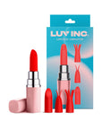 Luv Inc Lv57 Lipstick Vibrator Rechargeable Silicone Discreet Bullet with 3 Attachments Light Pink