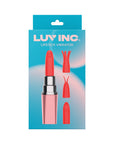 Luv Inc Lv57 Lipstick Vibrator Rechargeable Silicone Discreet Bullet with 3 Attachments Light Pink