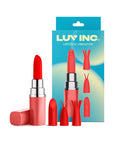 Luv Inc Lv57 Lipstick Vibrator Rechargeable Silicone Discreet Bullet with 3 Attachments Coral