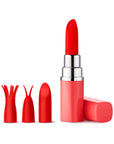 Luv Inc Lv57 Lipstick Vibrator Rechargeable Silicone Discreet Bullet with 3 Attachments Coral