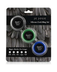 Je Joue Silicone Cock Ring 3-Piece Set Black/Green/Blue
