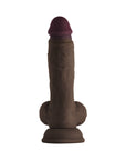 Shaft Model A: 7.5 in. Dual Density Silicone Dildo with Balls Mahogany