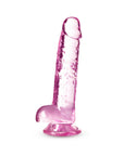 Naturally Yours Crystalline 7 in. Dildo with Balls Rose