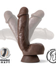 Dr. Skin Plus Thick 8 in. Triple Density Posable Dildo with Balls Brown