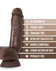 Dr. Skin Plus Thick 8 in. Triple Density Posable Dildo with Balls Brown