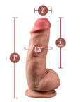 Dr. Skin Plus Girthy 7 in. Triple Density Posable Dildo with Balls Tan