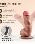 Dr. Skin Plus Girthy 7 in. Triple Density Posable Dildo with Balls Tan