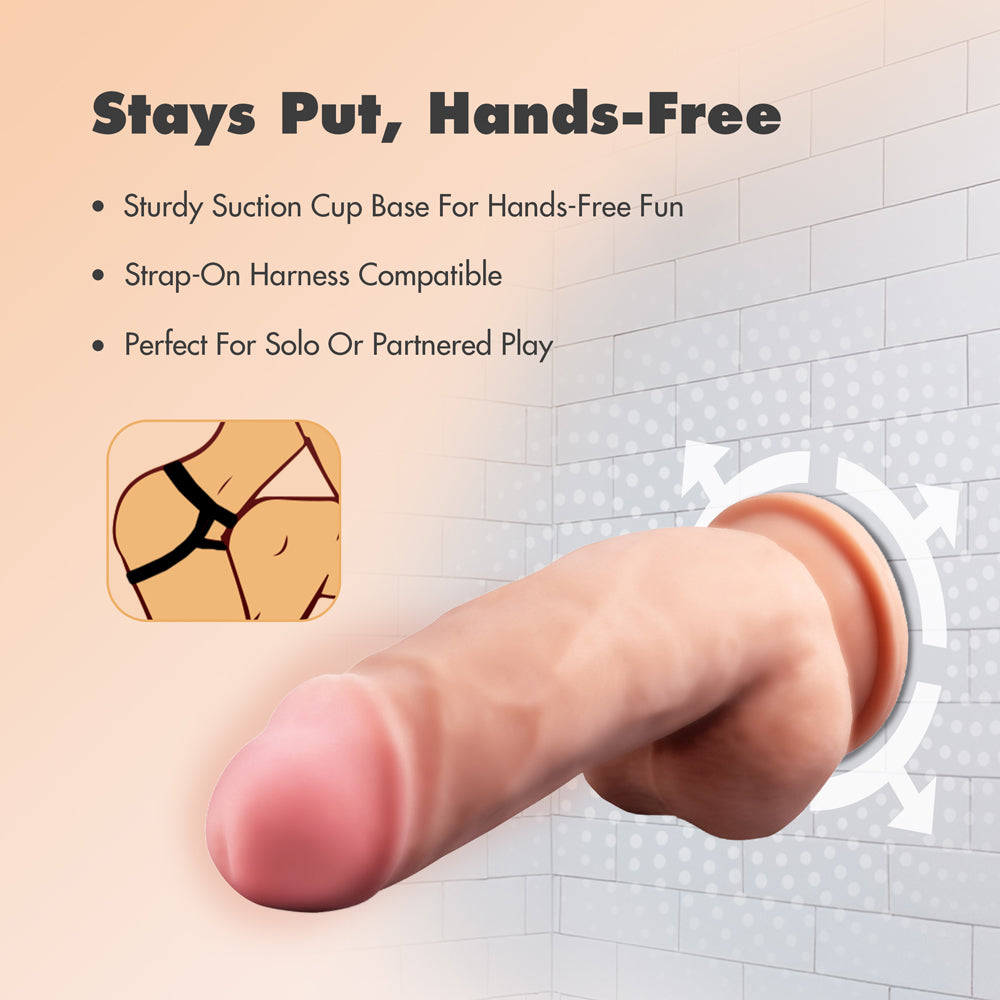 Dr. Skin Plus Girthy 7 in. Triple Density Posable Dildo with Balls Tan