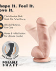 Dr. Skin Plus Girthy 7 in. Triple Density Posable Dildo with Balls Beige